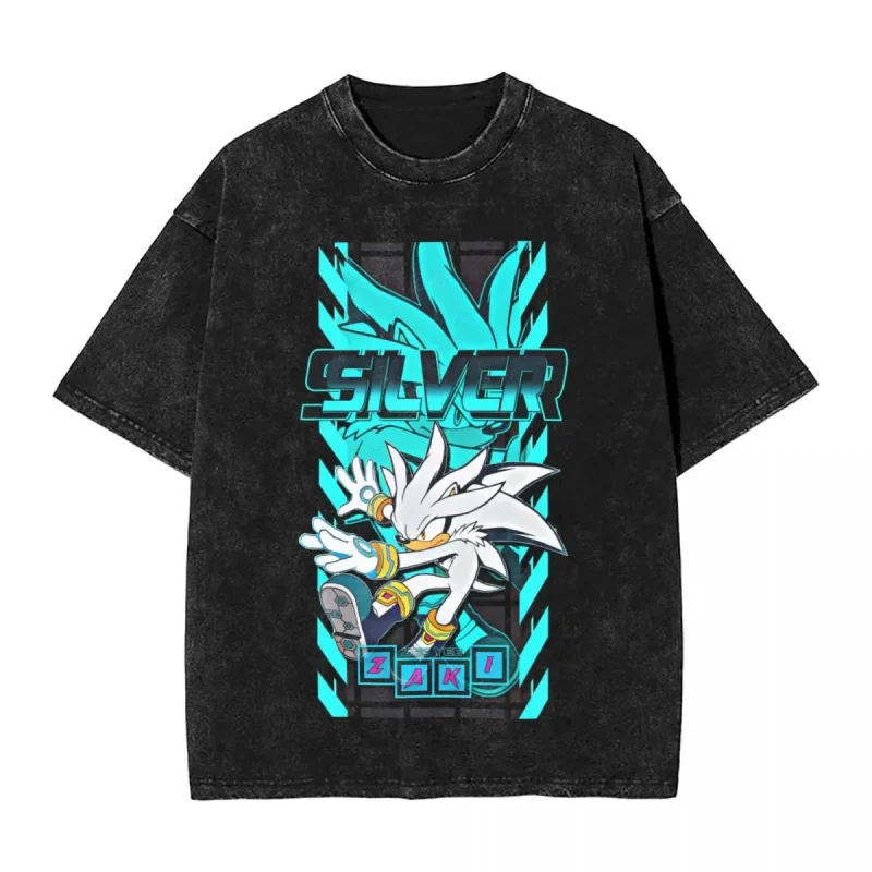 Sonic T shirt Silver the Hedgehog A7