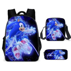 Sonic the Hedgehog Bookbag – Durable 3-in-1 Backpack Set